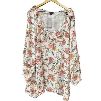 BNWT Autograph Womens Size 30 Floral Pink/White Ruffle Blouse