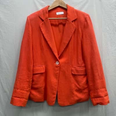 LINEN LUX Orange Blazer Size 8