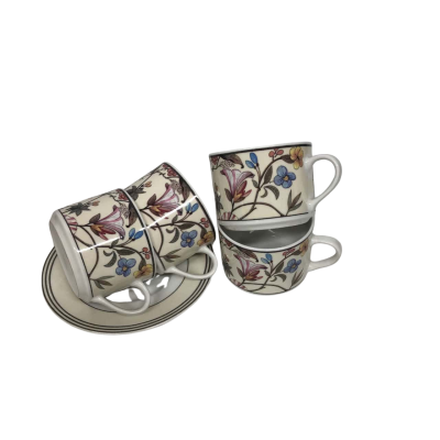 China Pearl 'Florita' Cups x 4, Saucer x 1 - Made in China