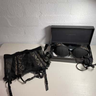 Honey Birdette Lingerie Set Black Lace Collection Sz 10 / S