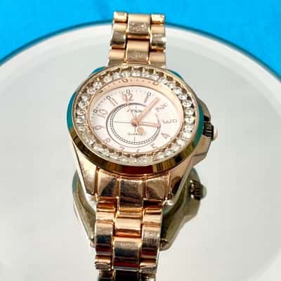 SALE PRICE Sinobi Quartz Rose Gold Gemstone Detail Watch 
