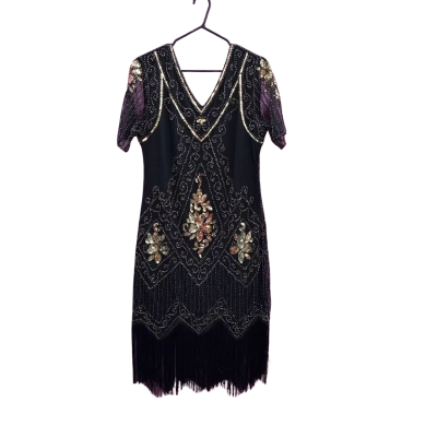  Womens  Size XL Short Sleeve Dress  Black  / Gold 