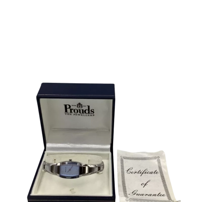  Womens Silver Violet Dial Accu-2 LB1060 Watch with Certificate of Guarantee (untested/needs battery)