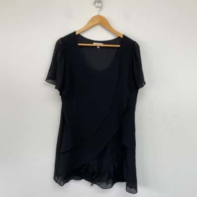Qior Black Short Sleeve Mini Dress Size L