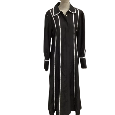NEW - Decjuba  Size 16 Long Sleeve Maxi Dress Black with White Detail