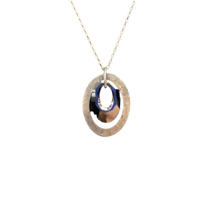  Womens Necklace Magnolia Silver 925 Necklace with Black Crystal Pendant in Box