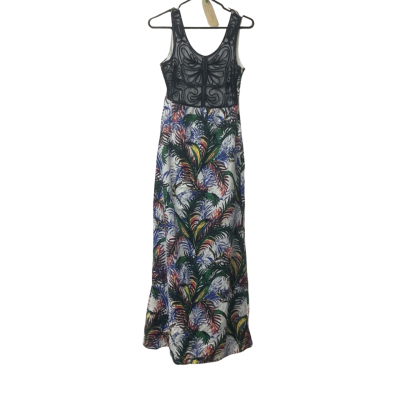  Womens  X Casual Size S Blue/ White/ Green Tropical Sleeveless Maxi Dress 