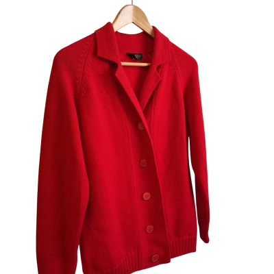 “David Keys”pure wool-  Womens  Size 22 -Button-down Cardigan Red 