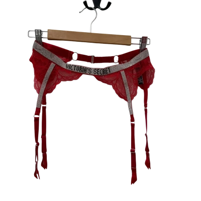 Victoria's Secret Womens  Size XS Suspender Belt Red / Silver 