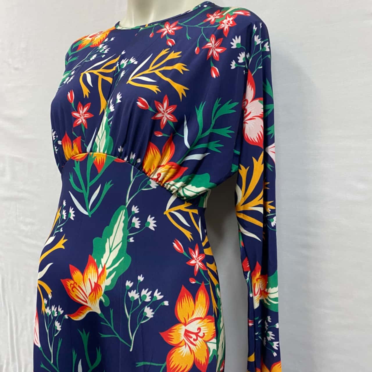 Zara Womens Size 10 / M Bodycon Dress / Floral Dress / Midi Dress Floral / Navy  Blue (s)