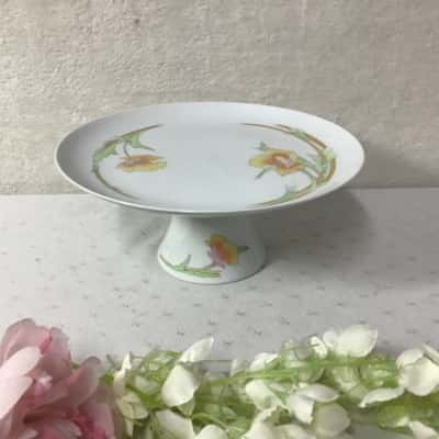Vintage Westbury Toscany Collection Orange Floral Pattern Pedestal Cake Stand