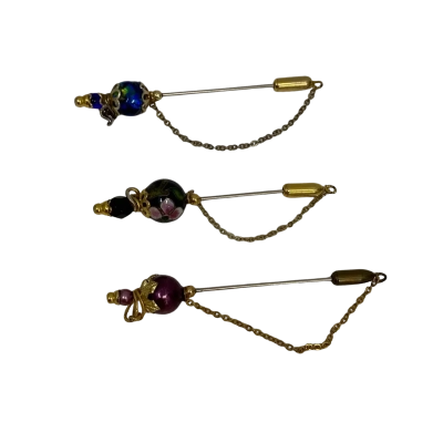 Unbranded Women's Hat Pins 3 Pieces Black  / Blue / Purple 