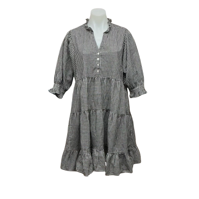 Joop & Gypsy Womens 100% Cotton Size 14 Babydoll Dress Black  / Checked / White 