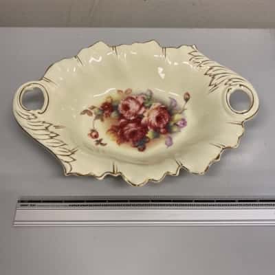 Season Collection Ceramic Serving/Fruit Bowl With Garden Rose And Gold Trim