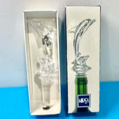 Mikasa Austrian Lead Crystal Dolphin Bottle Stopper - in original box