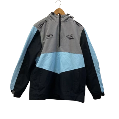 NRL Cronulla Wet Weather Hoodie Jacket 2019 XBlades Men's Size M - Blue/Grey