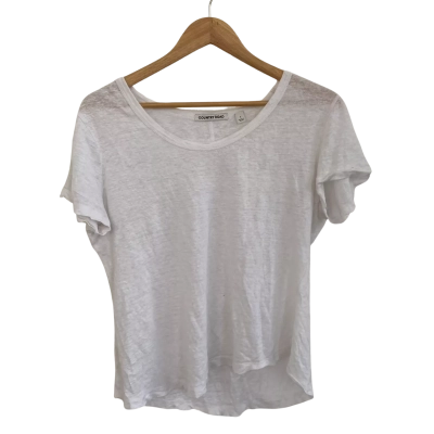 Country Road Womens Linen Size S Short Sleeve Top White 
