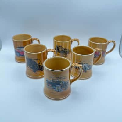 6 x Vintage Wade Veteran Car Series Mugs