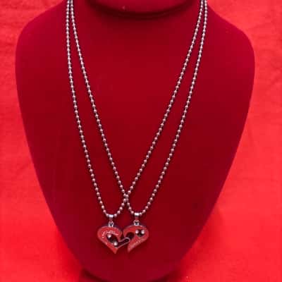  Women's Matching Heart Puzzle Pendant Necklace 