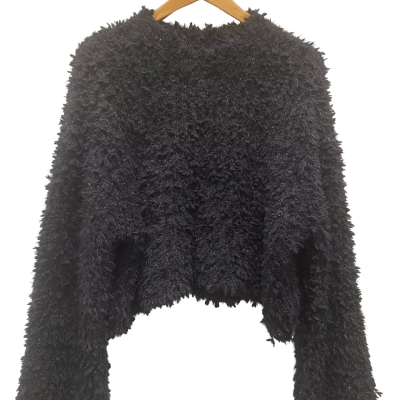 Decjuba Cropped Fluffy Jumper Black  size M