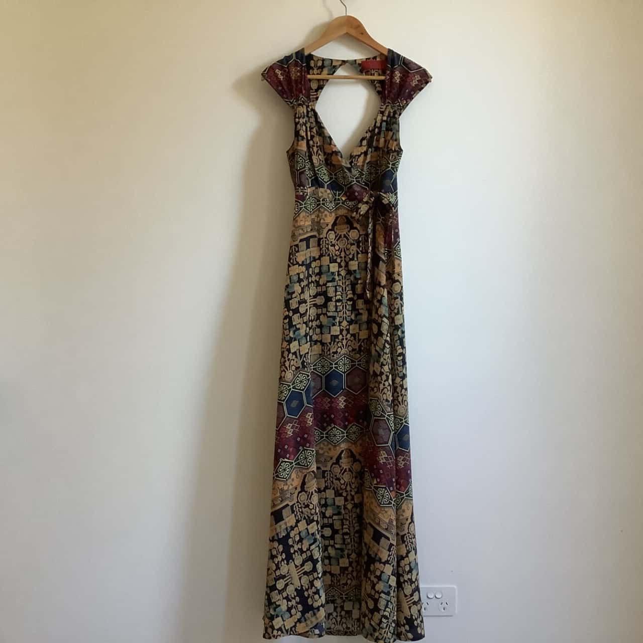 Silk printed wrap around dress main image 0