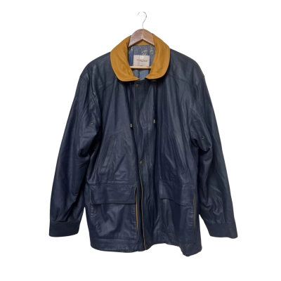 Davide Cerasi Leather Factory Beautiful Soft Lightweight Leather Jacket Size XL/52 Blue 