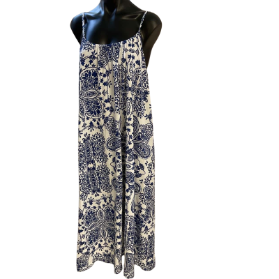 H&M Womens  Size M Casual Dress Blue / Cream 