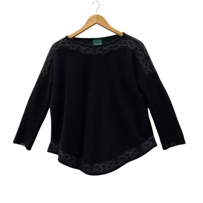 ☘️ Lothlorian NZ Women’s Possum/Merino Wool Knit Jumper Size S–M (10-12AU) - Black Charcoal 
