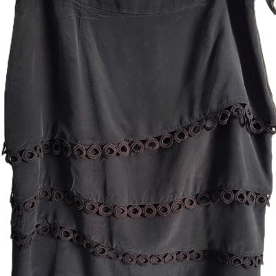 Womens Witchery Black 100% Silk Tiered Mini Skirt with Cut-Out Detail – Witchery