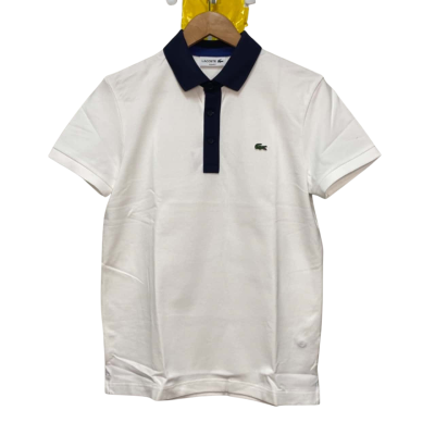 BNWT Lacoste Size 5 White with Navy Blue Polo Shirt 