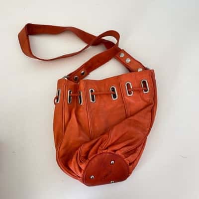 Mimco Orange Leather Cross Body Bag / Shoulder Bag 