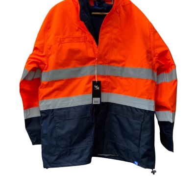  Mens Workhorse hi-vis 4in 1  Size L Front Zipper Grey / Navy Blue / Orange 