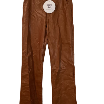 Princess Polly  BNWT PLEATHER PANTS Size S Brown 