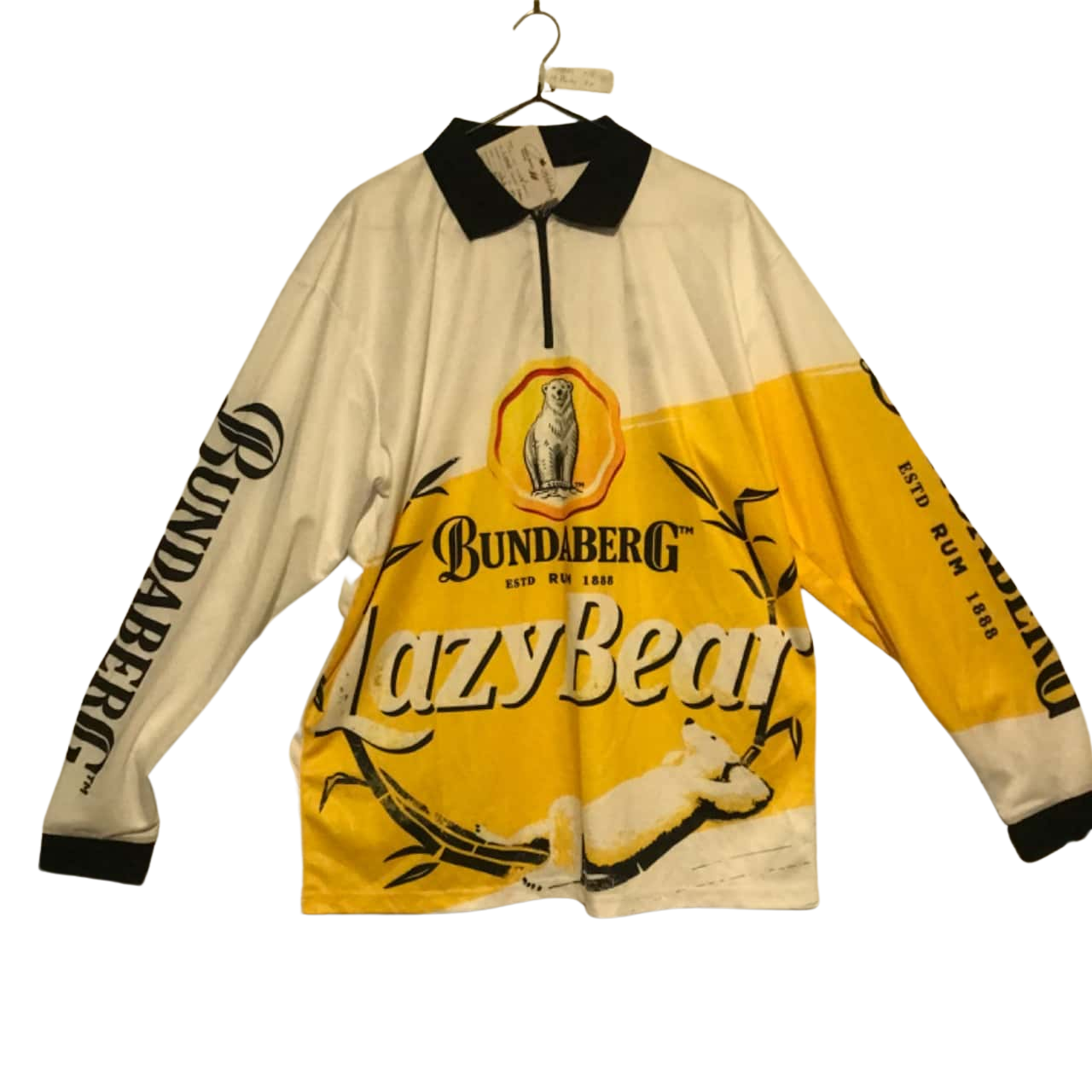 BNWT Bundaberg Mens Long Sleeve Polo Size M White / Yellow 1755845(s)