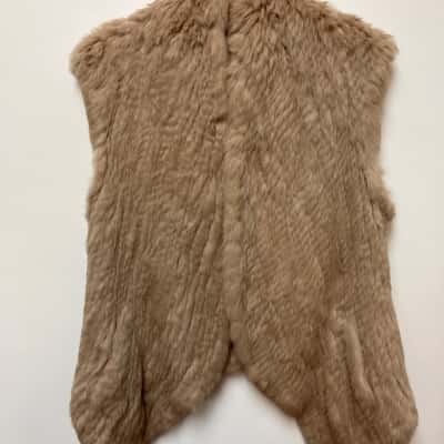 Edwina Jordan Rabbit Fur  Womens  Size L / M Vest Jacket Beige 
