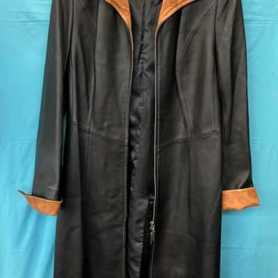 Shatuni Women’s Size XXXL Leather Jacket Mid Length - Black / Brown Animal Print - Good Condition 