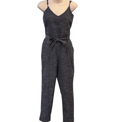 Dotti Womens Size 8 Sleeveless Jumpsuit Navy Blue/Pattern/White