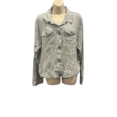 Dash Womens  Size XL Cropped Jacket Cream / Green / Striped 