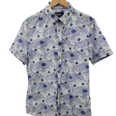 Sportscraft Mens  Size M Printed Shirt / Short Sleeve Shirt Animal print / Blue / Grey / White 
