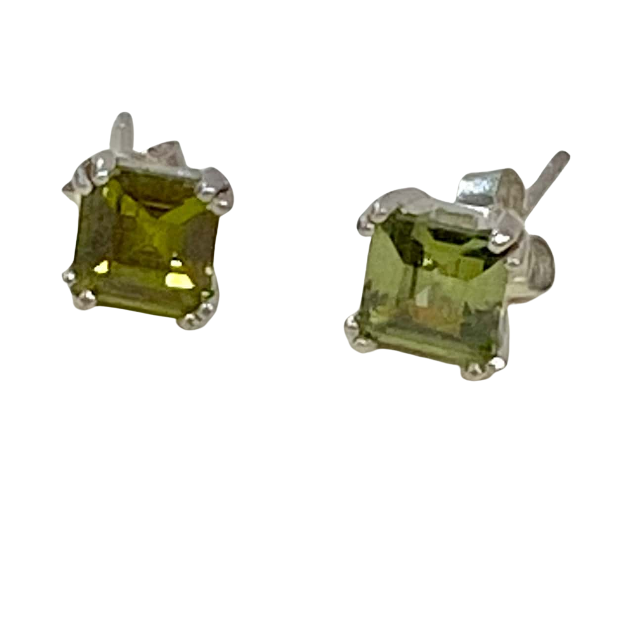 925 Silver Stud Earrings with Green Stone(s)