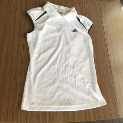 NWOT Adidas Womens  Size 12 T-Shirt Black  / White Sleeveless Polo     (HTHT)   11480347