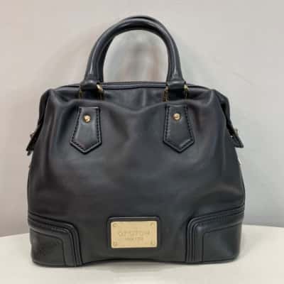 Oroton  Medium Leather 1938 Barrel Handbag Black  / Gold 