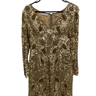Scala Australia Womens  Size 10 / 8 Party Dress Beige / Gold 