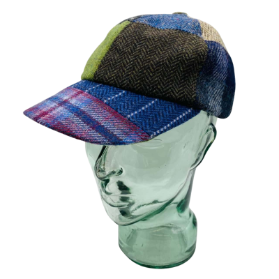 John Hanley of Ireland Pure New Wool Unisex  Size S  56 Blue / Green Tartan Cap 