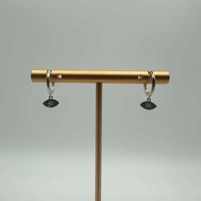 Oval Shape Star With Clear Stone Earrings Stamped S925