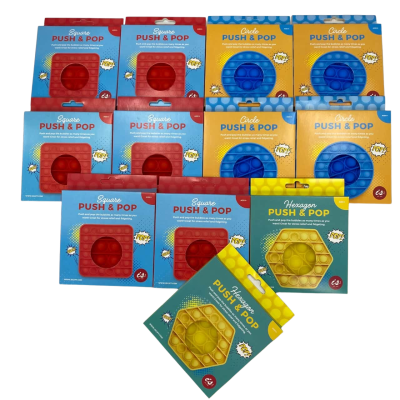 Brand New Box Lot of Square Push & Pops, 12 per box