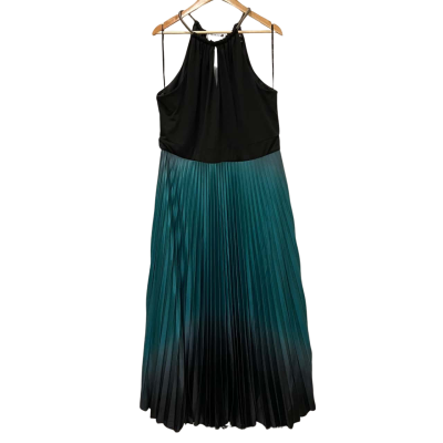 City Chic Black Maxi Pleated Ombre Dress Size M