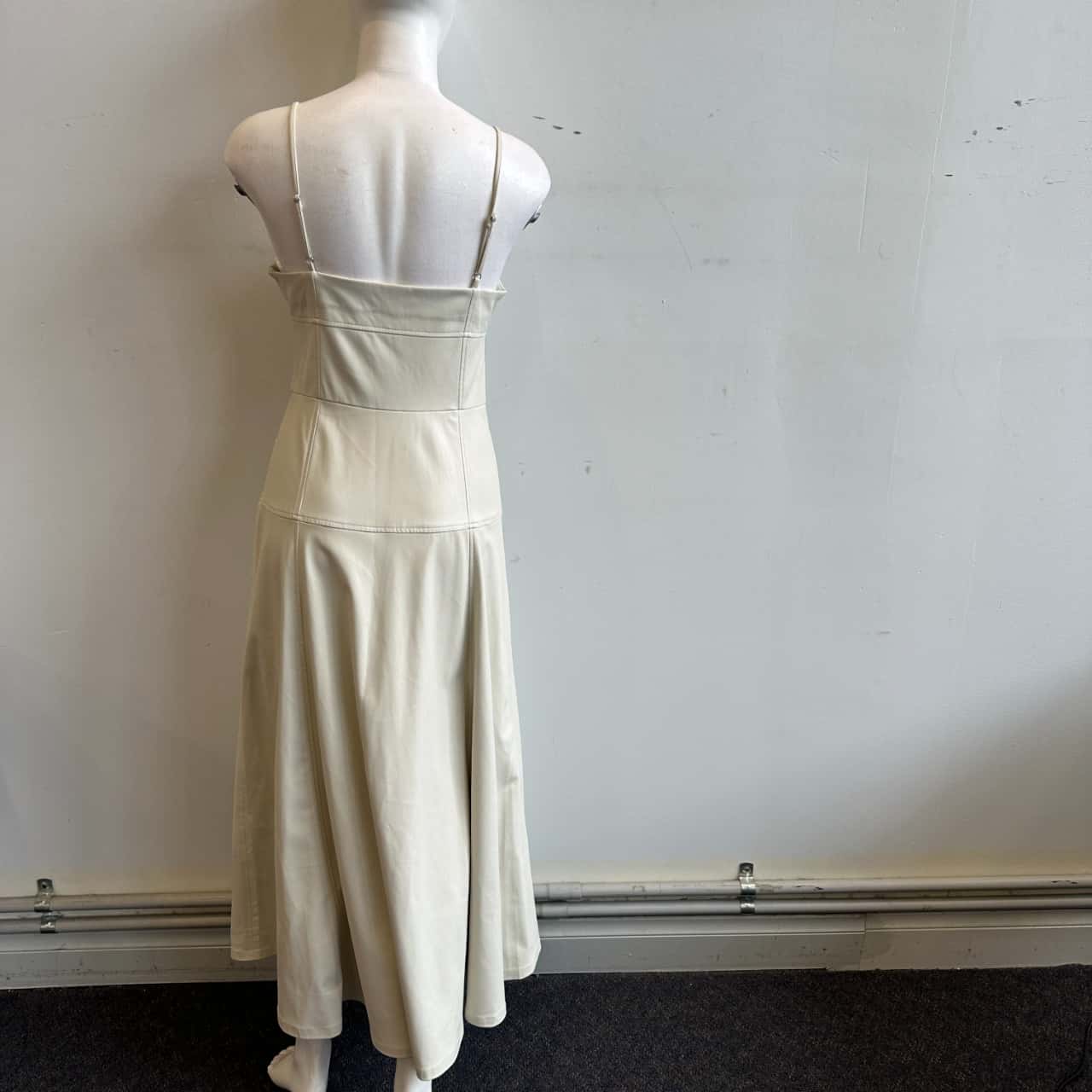Zara Women's Size M Faux Leather Sleeveless Maxi Dress Off White (s)