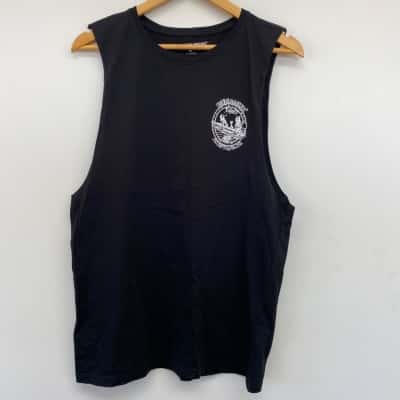 Runamuck Australia Black Cotton Singlet Size M