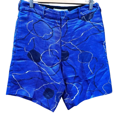 Scanlan Theodore Metallic Blue Patterned Shorts Size 10